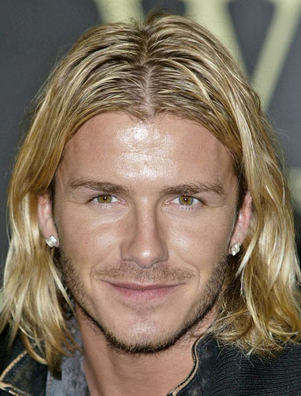 David Beckham's Long Hairstyle with Highlight